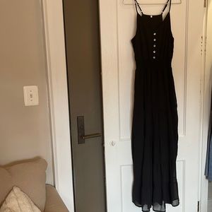 Tiered Maxi dress with sheer bottom and button detailing